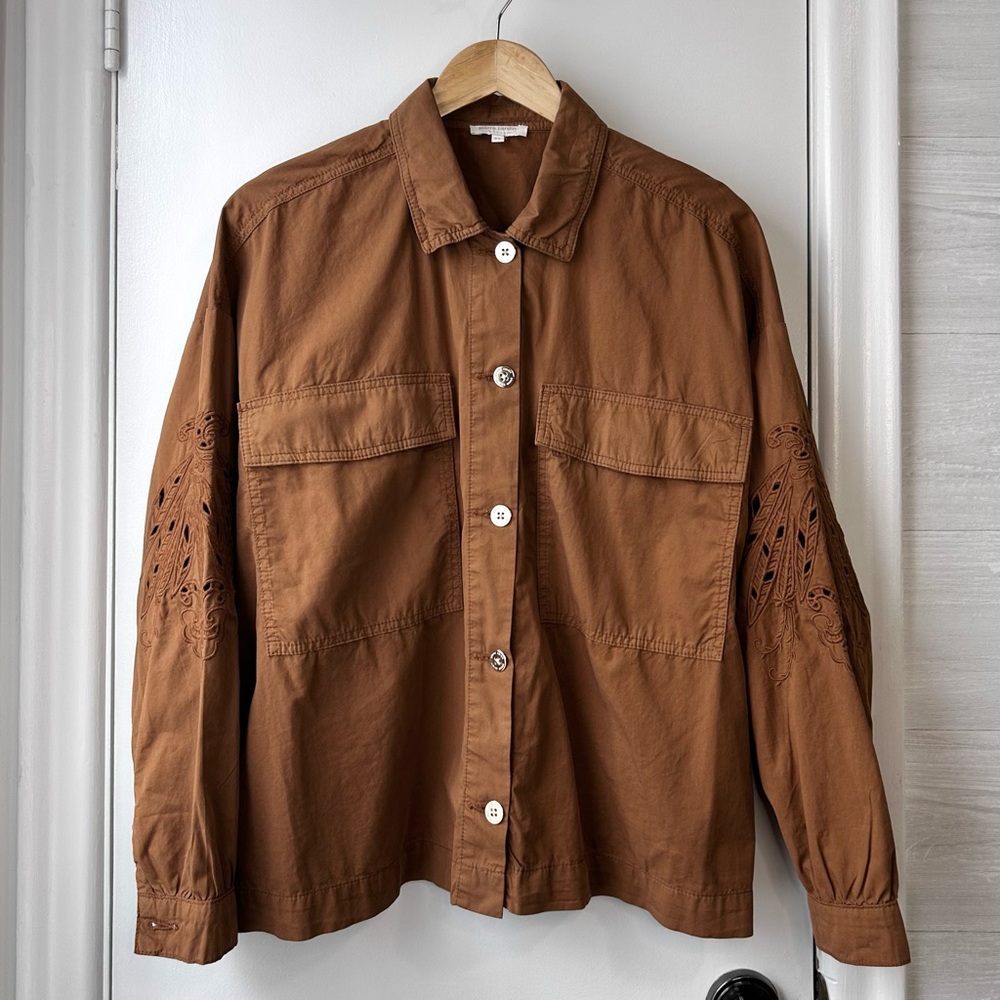 Pierre Cardin Poplin Blouse w/Embroidered Sleeves